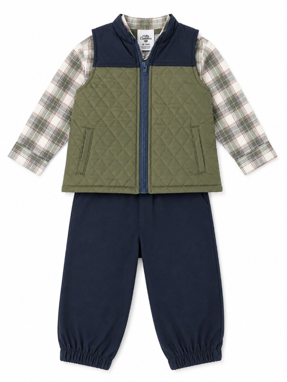NWT Baby Essentials 3 Piece Toddler Boy Outfit Set 24 Months Quilted Vest 24 M